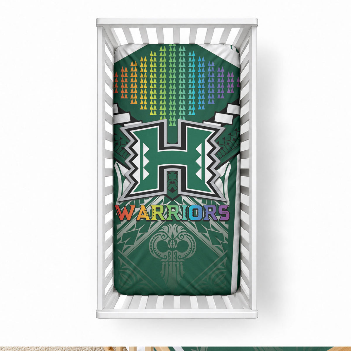 Hawaii Warriors Football Baby Bed Cover Rainbow Kakau Pattern Green LT05 28 × 52 in Green - Polynesian Pride