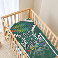 Hawaii Warriors Football Baby Bed Cover Rainbow Kakau Pattern Green LT05 - Polynesian Pride