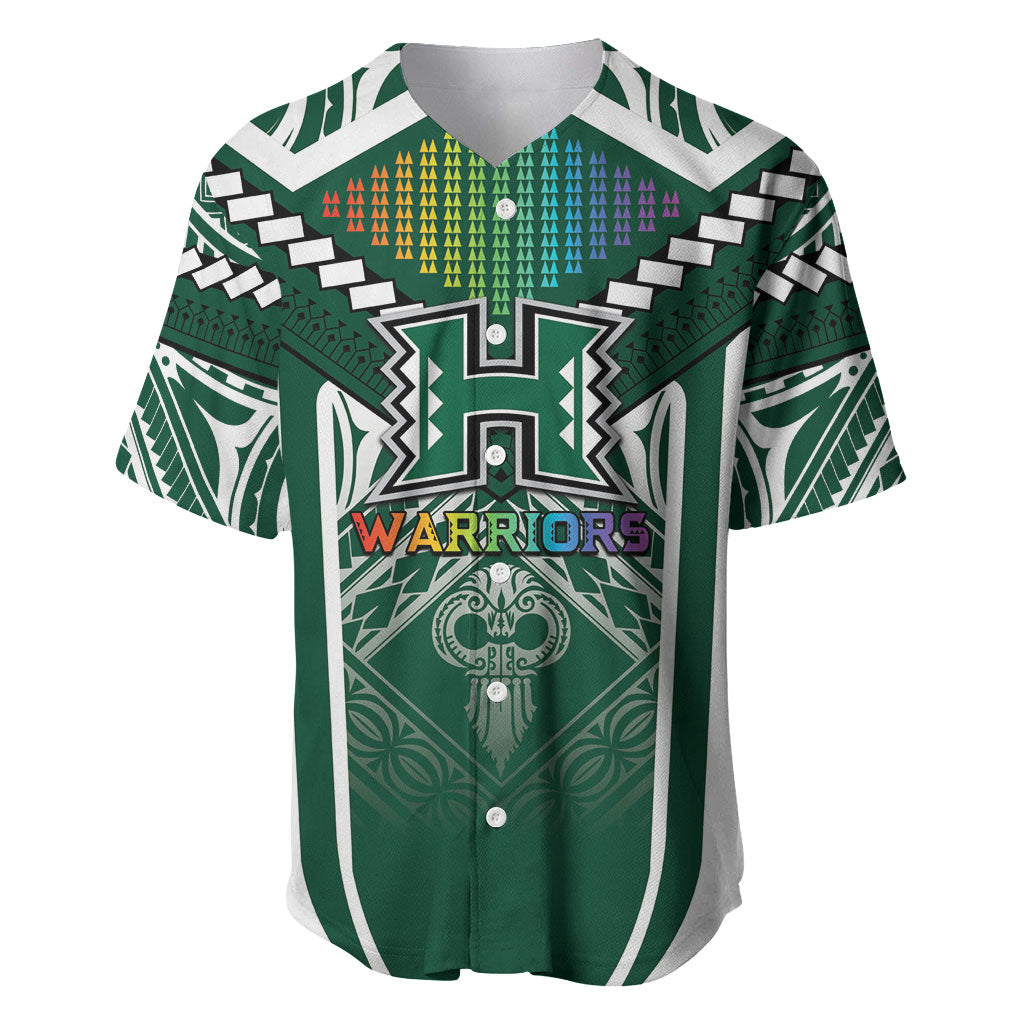 Custom Hawaii Warriors Football Baseball Jersey Rainbow Kakau Pattern Green
