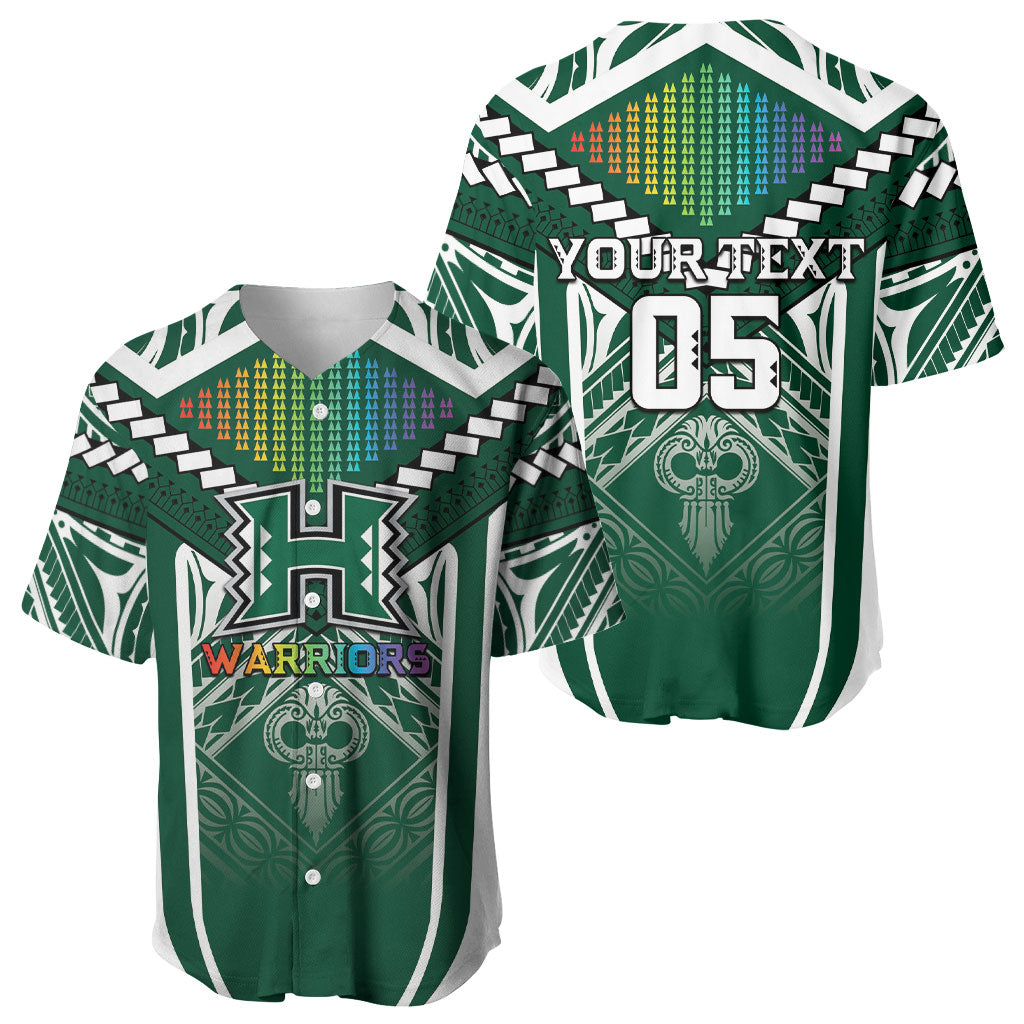 Custom Hawaii Warriors Football Baseball Jersey Rainbow Kakau Pattern Green