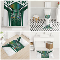 Hawaii Warriors Football Bathroom Set Rainbow Kakau Pattern Green