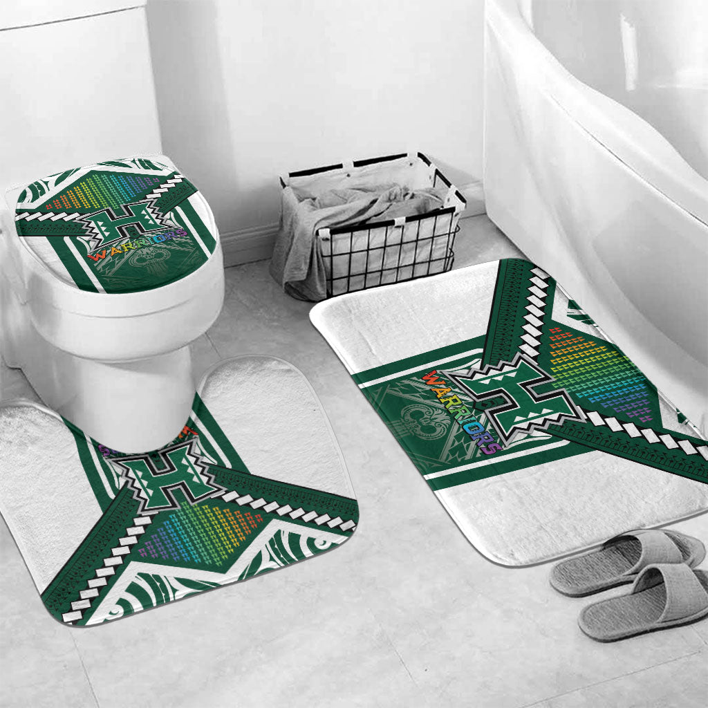 Hawaii Warriors Football Bathroom Set Rainbow Kakau Pattern Green