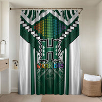 Hawaii Warriors Football Bathroom Set Rainbow Kakau Pattern Green