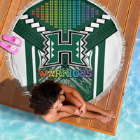 Hawaii Warriors Football Beach Blanket Rainbow Kakau Pattern Green