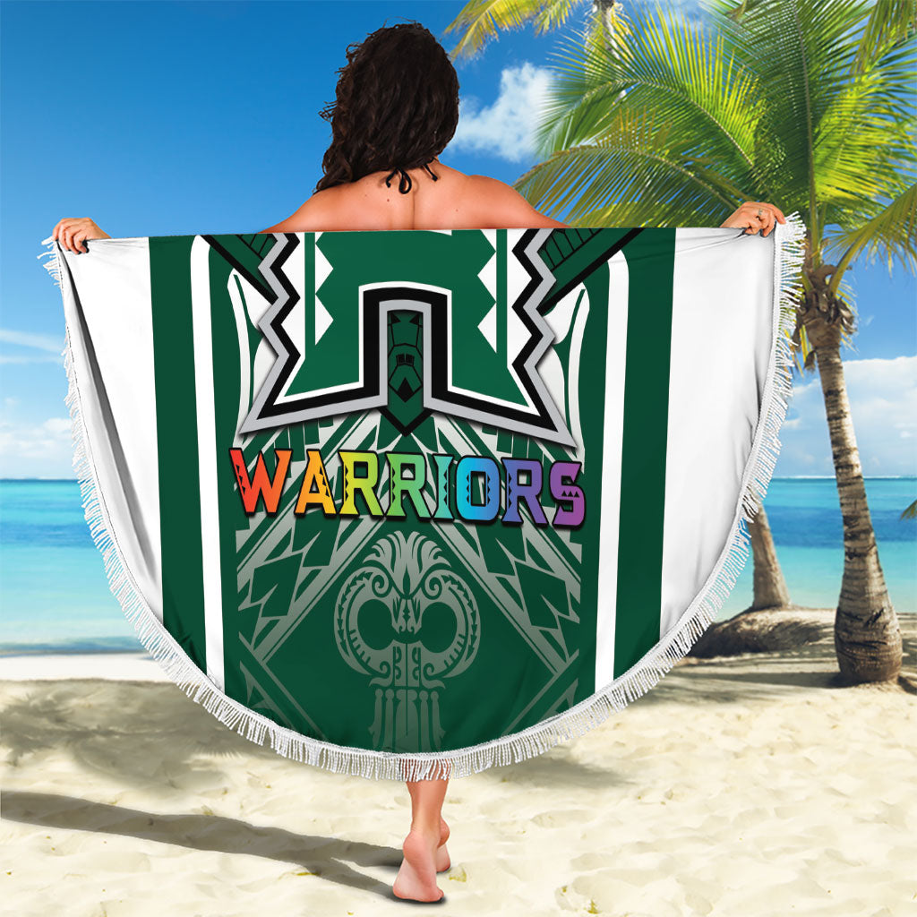 Hawaii Warriors Football Beach Blanket Rainbow Kakau Pattern Green