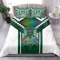 Hawaii Warriors Football Bedding Set Rainbow Kakau Pattern Green LT05 - Polynesian Pride