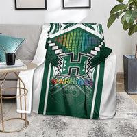 Hawaii Warriors Football Blanket Rainbow Kakau Pattern Green