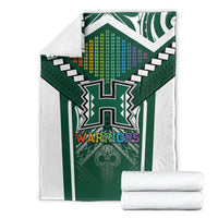 Hawaii Warriors Football Blanket Rainbow Kakau Pattern Green