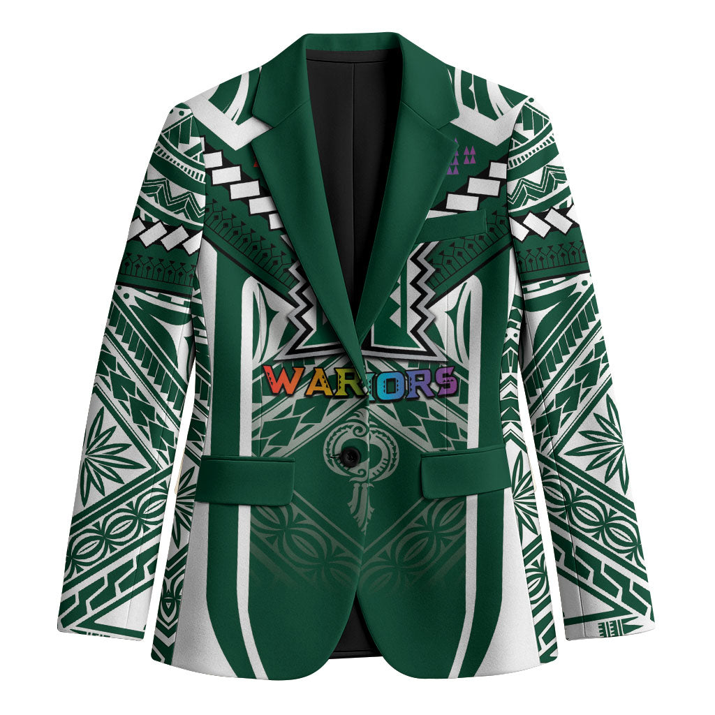 Custom Hawaii Warriors Football Blazer Rainbow Kakau Pattern Green