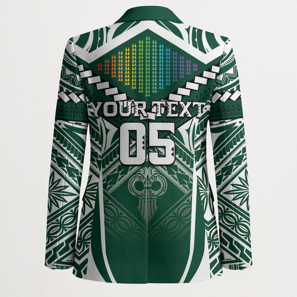 Custom Hawaii Warriors Football Blazer Rainbow Kakau Pattern Green