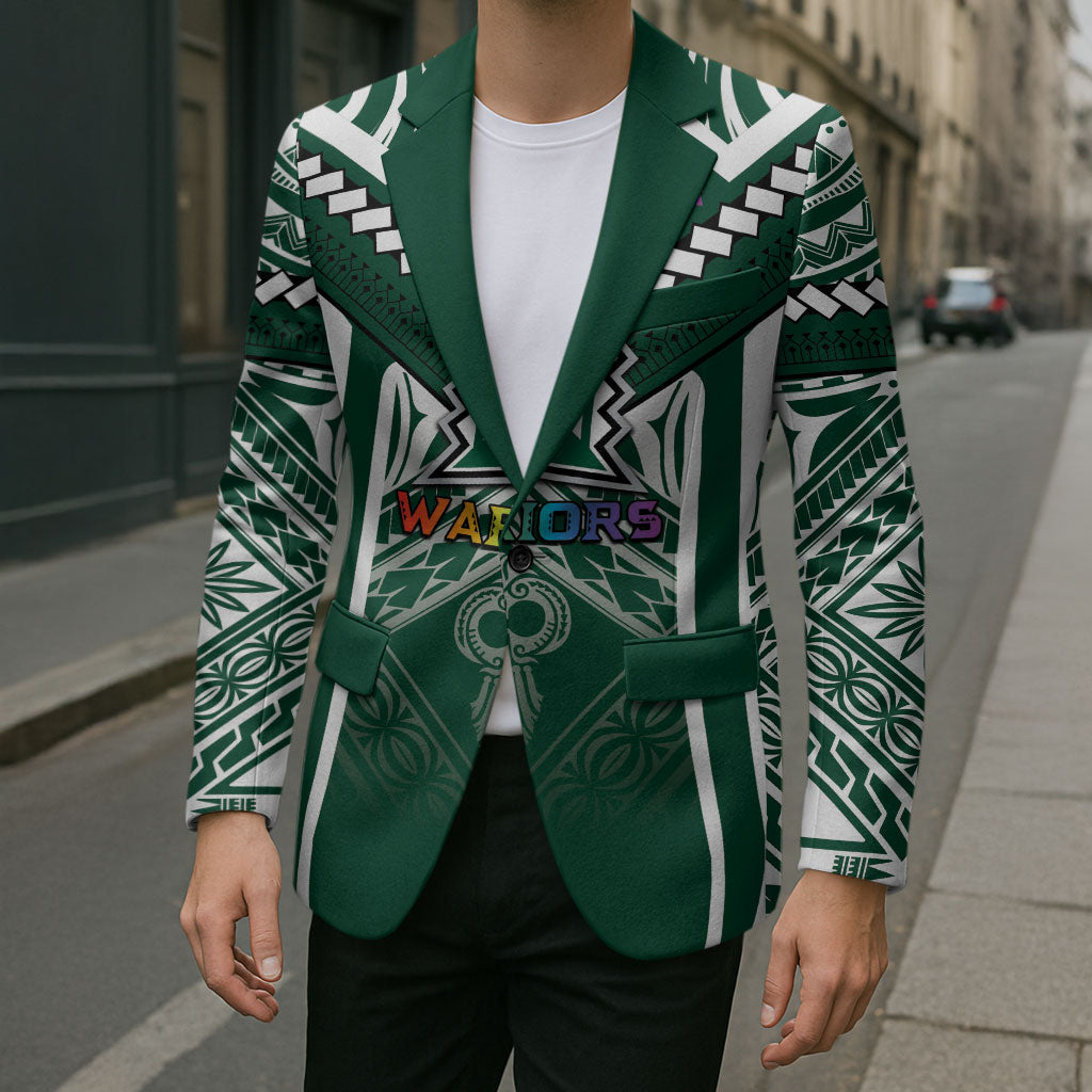 Custom Hawaii Warriors Football Blazer Rainbow Kakau Pattern Green