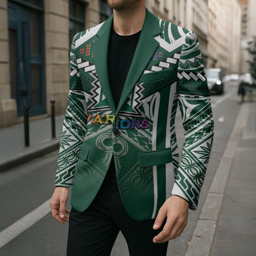 Custom Hawaii Warriors Football Blazer Rainbow Kakau Pattern Green