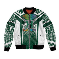 Custom Hawaii Warriors Football Bomber Jacket Rainbow Kakau Pattern Green
