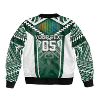 Custom Hawaii Warriors Football Bomber Jacket Rainbow Kakau Pattern Green