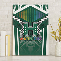 Hawaii Warriors Football Canvas Wall Art Rainbow Kakau Pattern Green