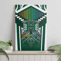 Hawaii Warriors Football Canvas Wall Art Rainbow Kakau Pattern Green