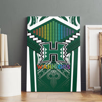 Hawaii Warriors Football Canvas Wall Art Rainbow Kakau Pattern Green