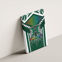 Hawaii Warriors Football Canvas Wall Art Rainbow Kakau Pattern Green