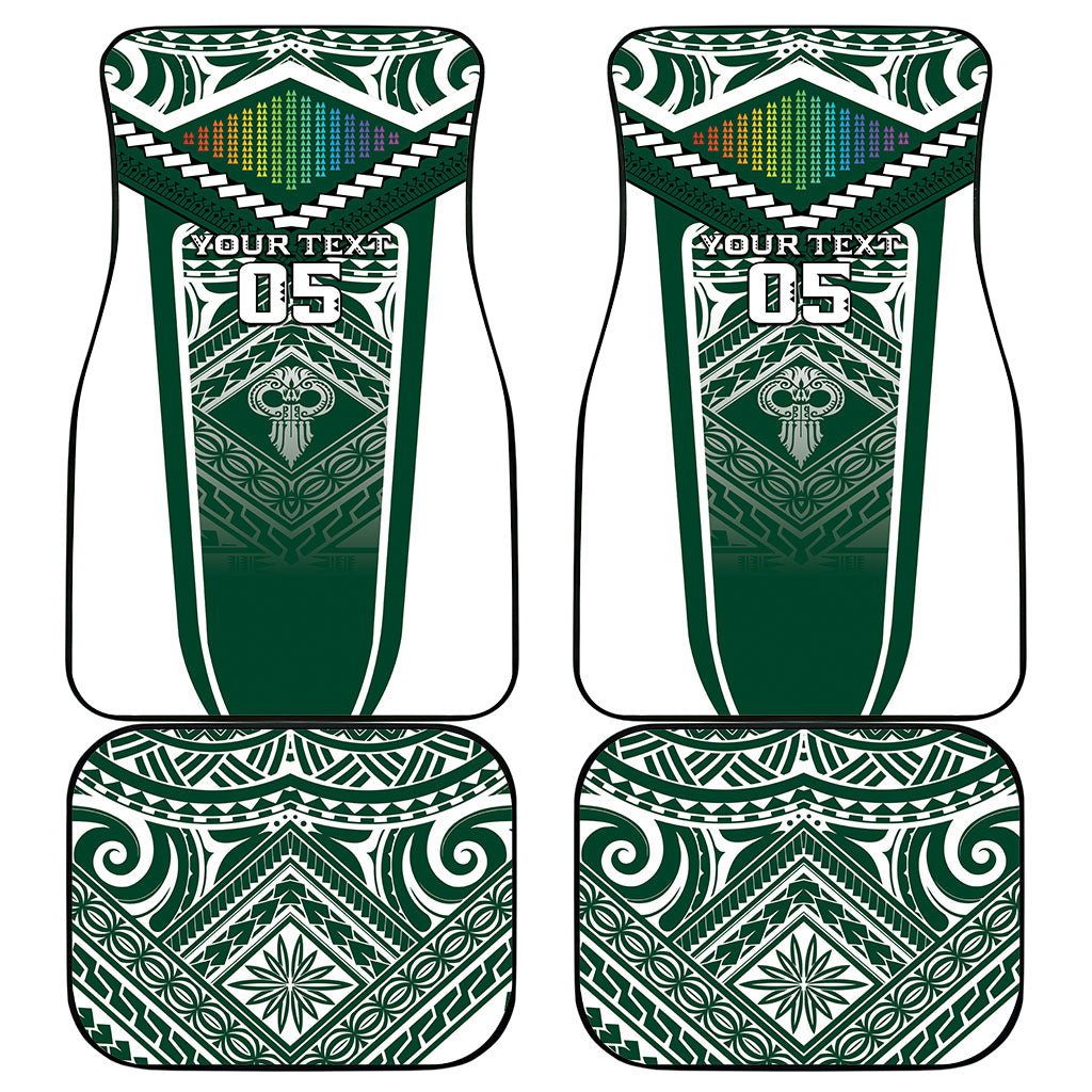 Custom Hawaii Warriors Football Car Mats Rainbow Kakau Pattern Green