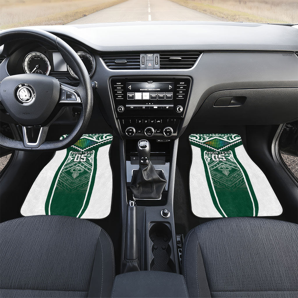 Custom Hawaii Warriors Football Car Mats Rainbow Kakau Pattern Green