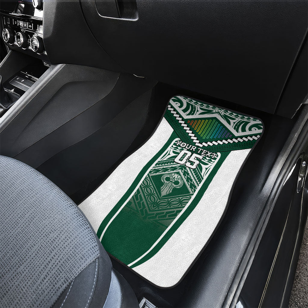 Custom Hawaii Warriors Football Car Mats Rainbow Kakau Pattern Green