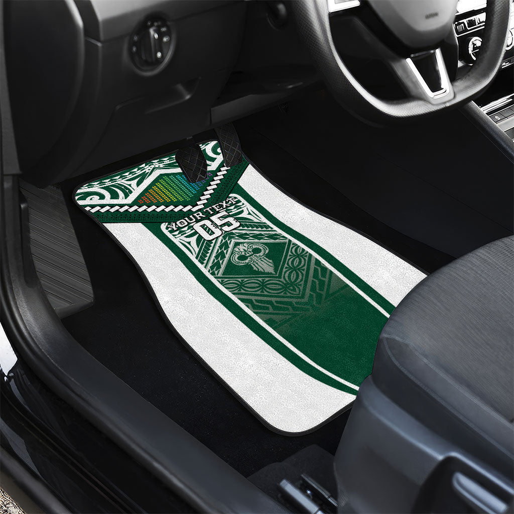 Custom Hawaii Warriors Football Car Mats Rainbow Kakau Pattern Green