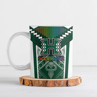 Custom Hawaii Warriors Football Ceramic Mug Rainbow Kakau Pattern Green
