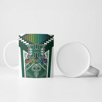 Custom Hawaii Warriors Football Ceramic Mug Rainbow Kakau Pattern Green