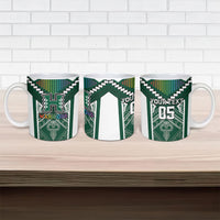 Custom Hawaii Warriors Football Ceramic Mug Rainbow Kakau Pattern Green