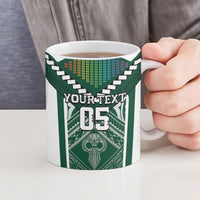 Custom Hawaii Warriors Football Ceramic Mug Rainbow Kakau Pattern Green