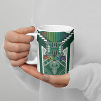 Custom Hawaii Warriors Football Ceramic Mug Rainbow Kakau Pattern Green