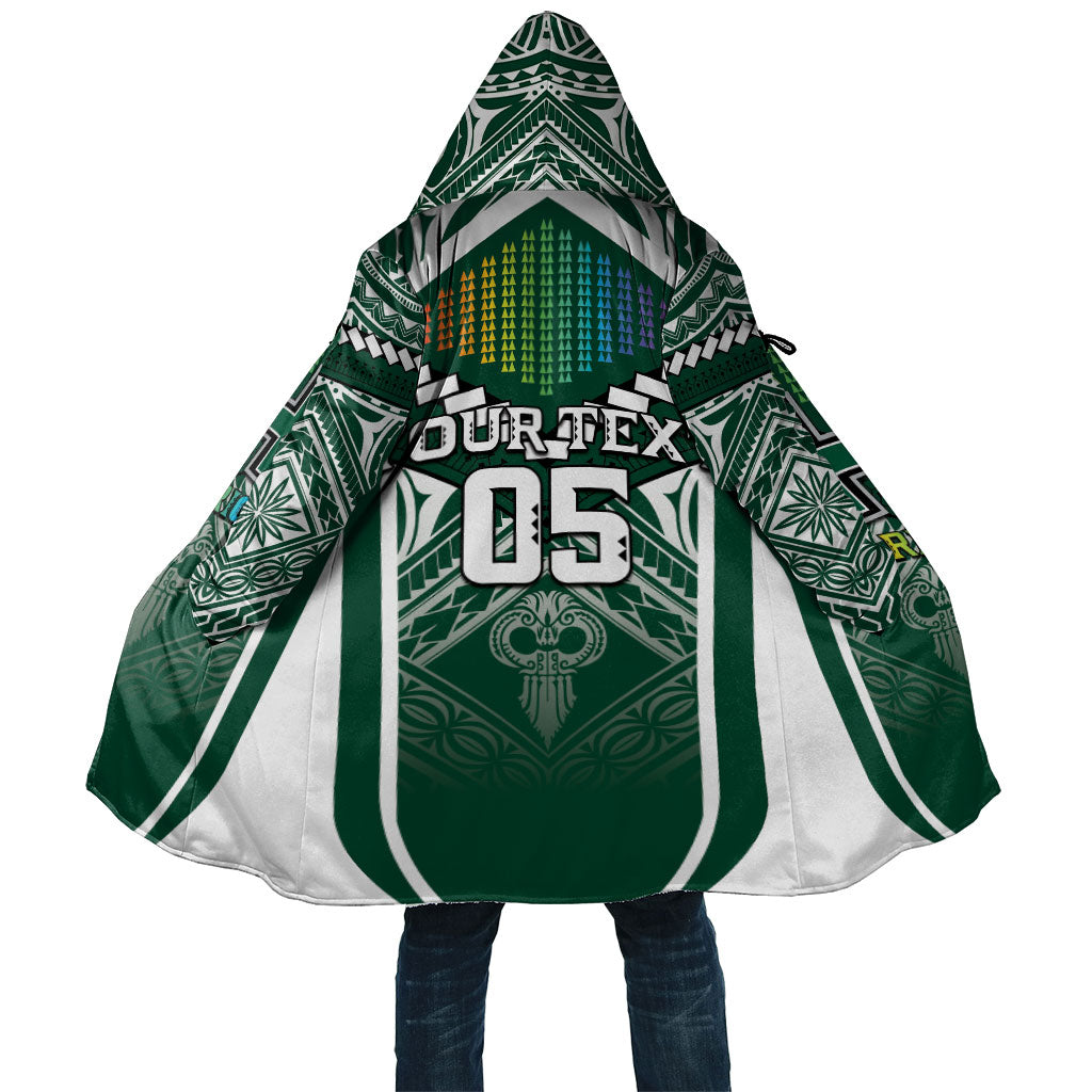 Custom Hawaii Warriors Football Cloak Rainbow Kakau Pattern Green