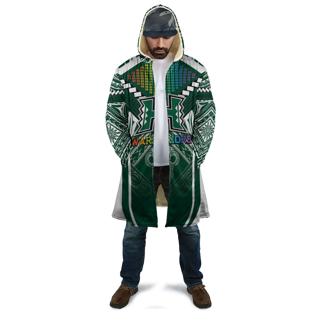 Custom Hawaii Warriors Football Cloak Rainbow Kakau Pattern Green