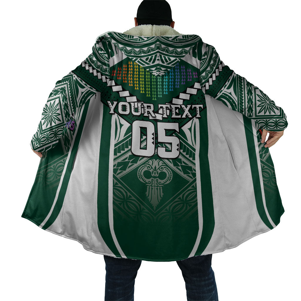 Custom Hawaii Warriors Football Cloak Rainbow Kakau Pattern Green