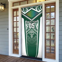 Custom Hawaii Warriors Football Door Cover Rainbow Kakau Pattern Green