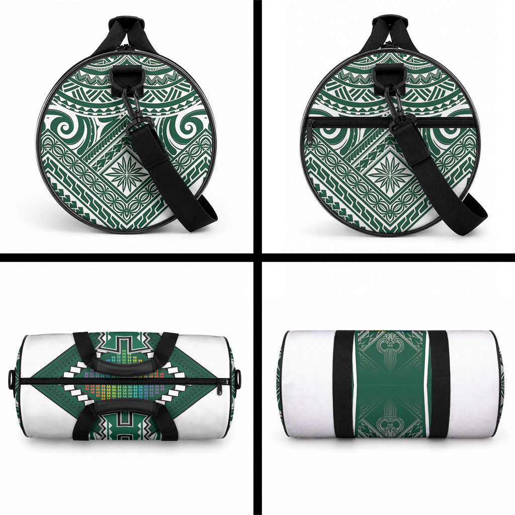 Hawaii Warriors Football Duffle Bag Rainbow Kakau Pattern Green
