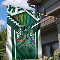 Hawaii Warriors Football Garden Flag Rainbow Kakau Pattern Green LT05 - Polynesian Pride