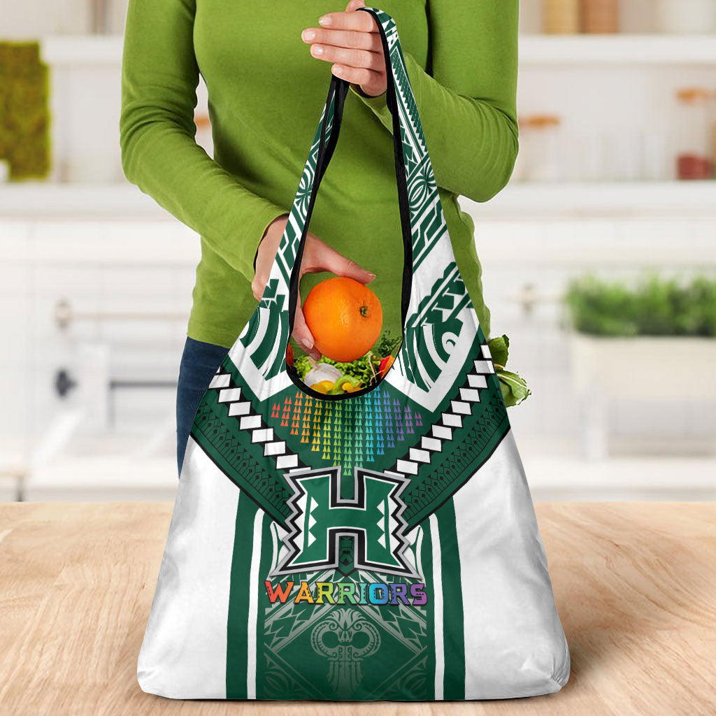 Hawaii Warriors Football Grocery Bag Rainbow Kakau Pattern Green