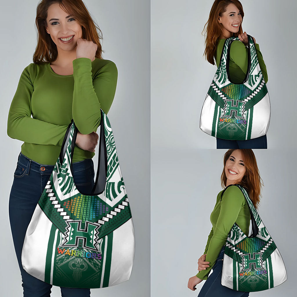 Hawaii Warriors Football Grocery Bag Rainbow Kakau Pattern Green