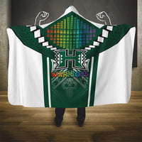 Hawaii Warriors Football Hooded Blanket Rainbow Kakau Pattern Green
