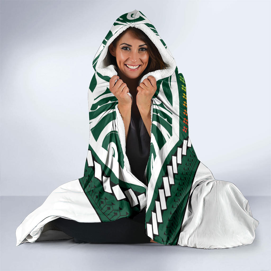 Hawaii Warriors Football Hooded Blanket Rainbow Kakau Pattern Green