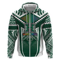 Custom Hawaii Warriors Football Hoodie Rainbow Kakau Pattern Green