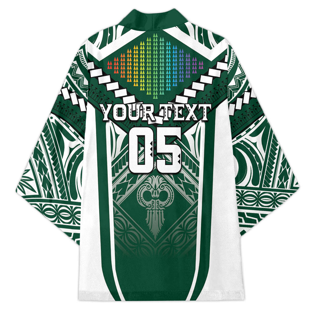 Custom Hawaii Warriors Football Kimono Rainbow Kakau Pattern Green