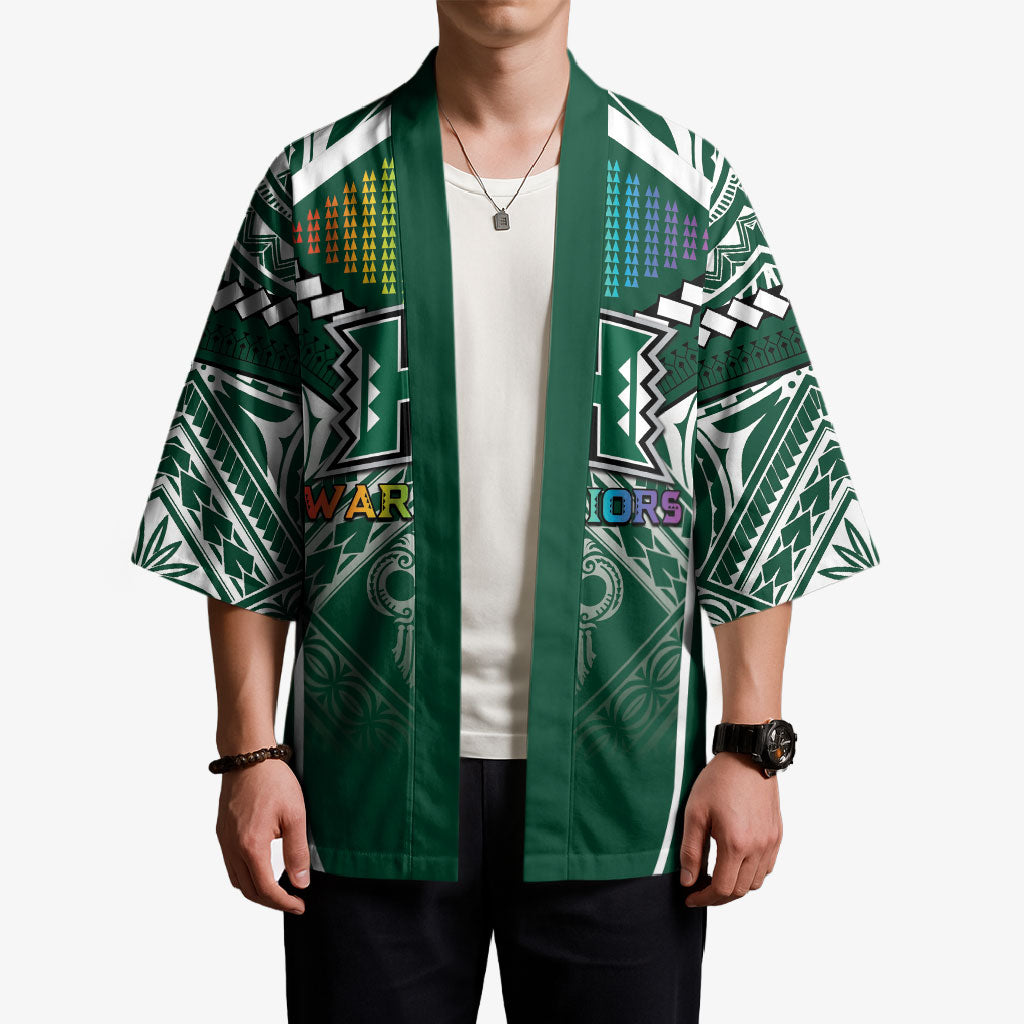 Custom Hawaii Warriors Football Kimono Rainbow Kakau Pattern Green
