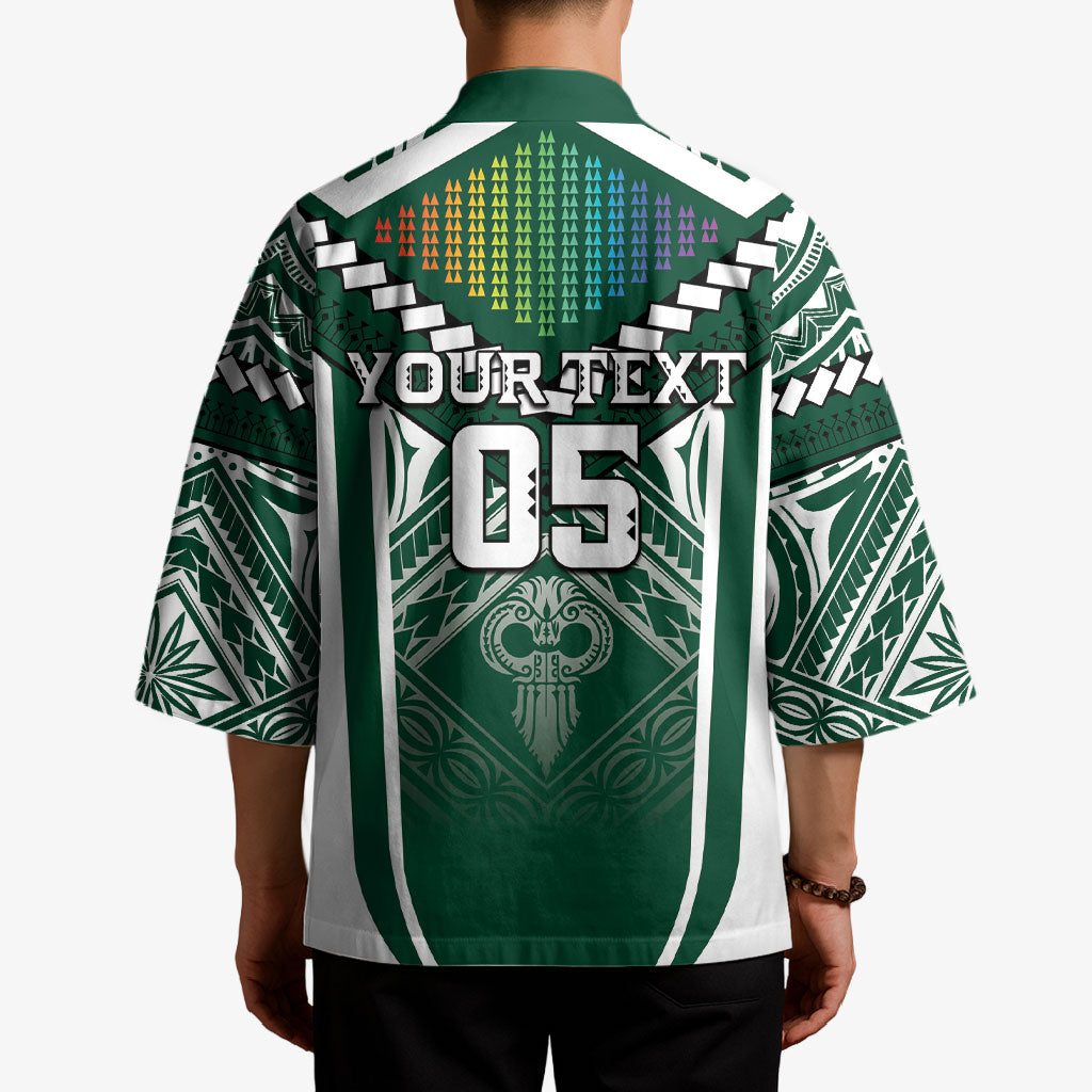 Custom Hawaii Warriors Football Kimono Rainbow Kakau Pattern Green