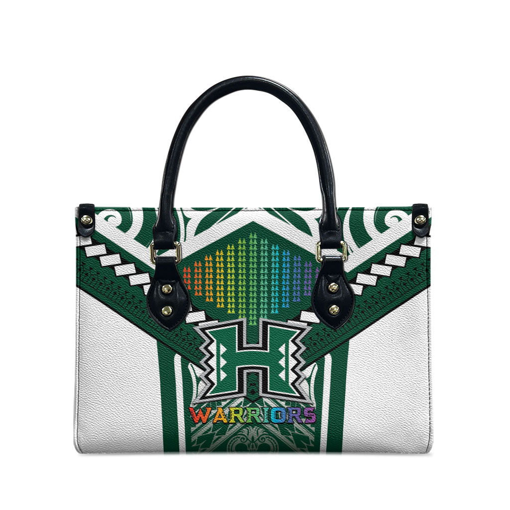 Hawaii Warriors Football Leather Bag Rainbow Kakau Pattern Green