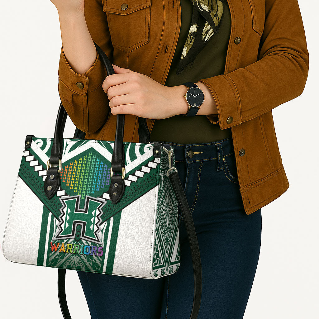 Hawaii Warriors Football Leather Bag Rainbow Kakau Pattern Green