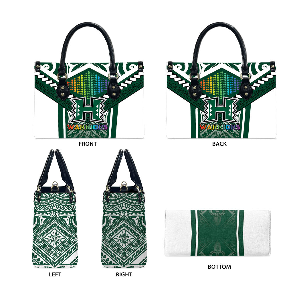 Hawaii Warriors Football Leather Bag Rainbow Kakau Pattern Green