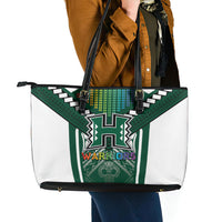 Hawaii Warriors Football Leather Tote Bag Rainbow Kakau Pattern Green