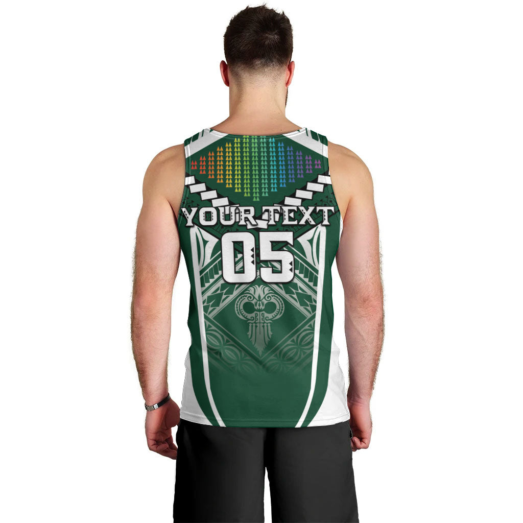 Custom Hawaii Warriors Football Men Tank Top Rainbow Kakau Pattern Green